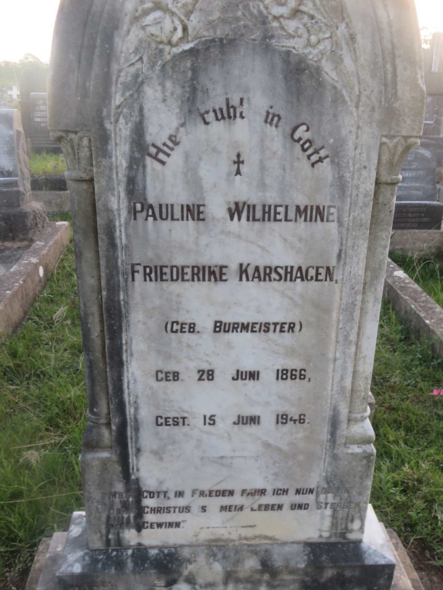 KARSHAGEN Pauline Wilhelmine Friederike nee BURMEISTER 1866-1946