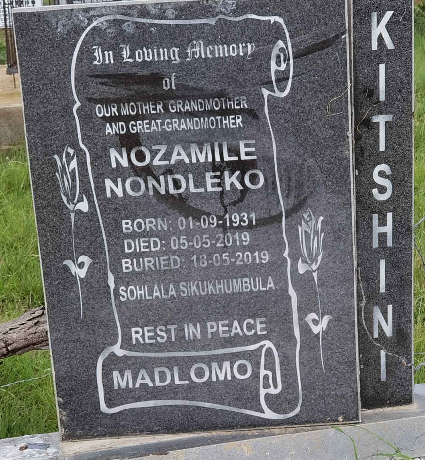 KITSHINI Nozamile Nondleko 1931-2019