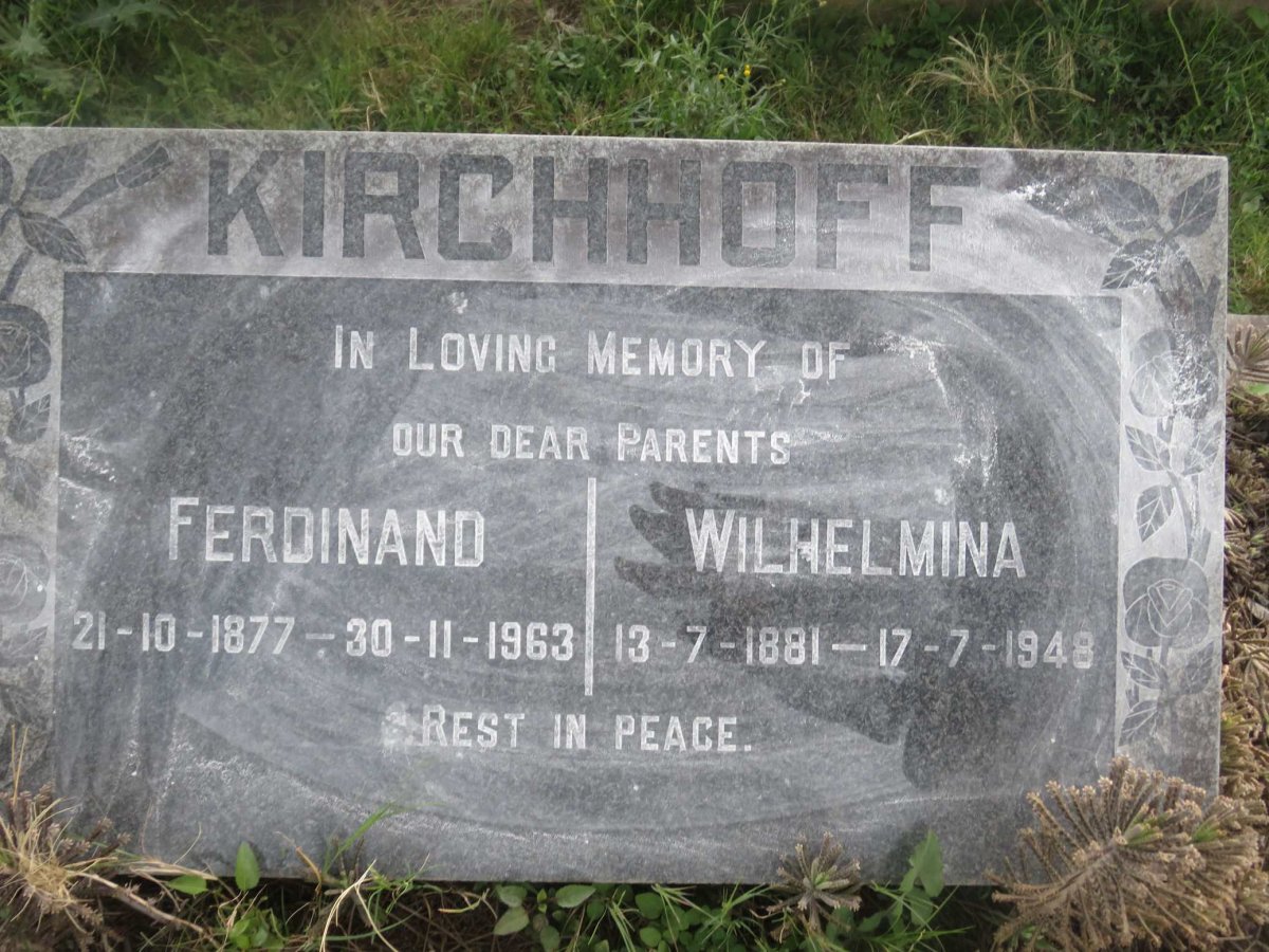 KIRCHHOFF Ferdinand 1877-1963 &amp; Wilhelmina 1881-1948