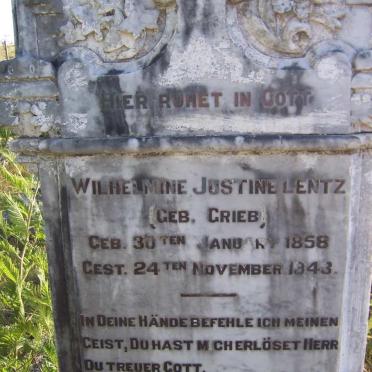 LENTZ Wilhelmine Justine nee GRIEB 1858-1943