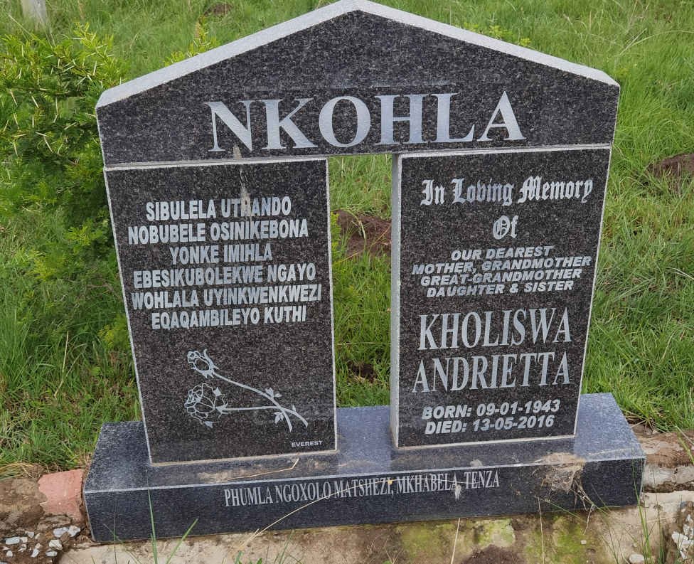 NKOHLA Kholiswa Andrietta 1943-2016