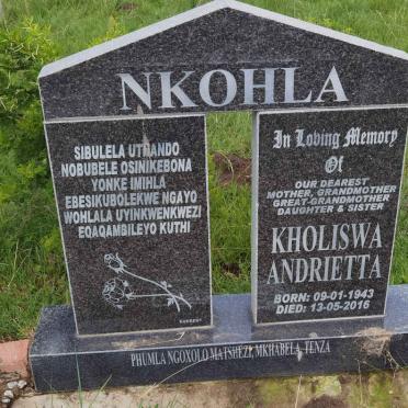 NKOHLA Kholiswa Andrietta 1943-2016