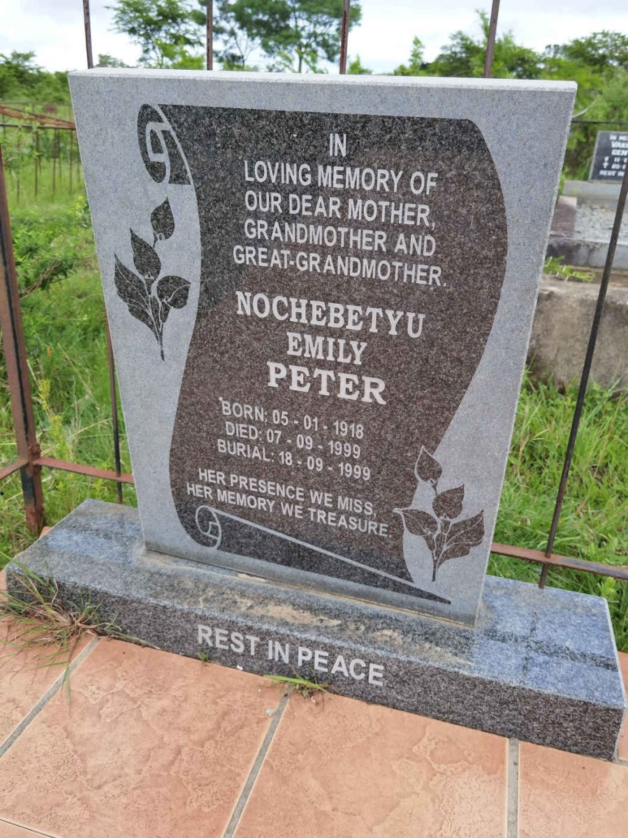 PETER Nochebetyu Emily 1918-1999