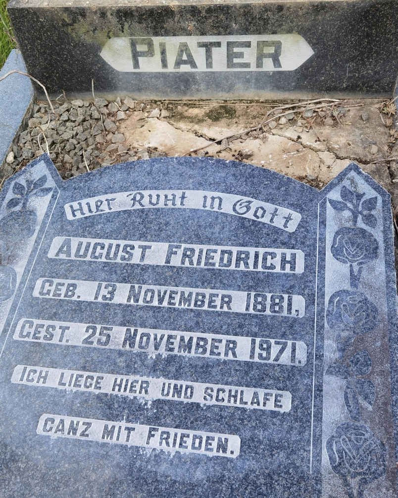 PIATER August Friedrich 1881-1971