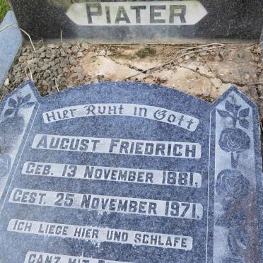 PIATER August Friedrich 1881-1971