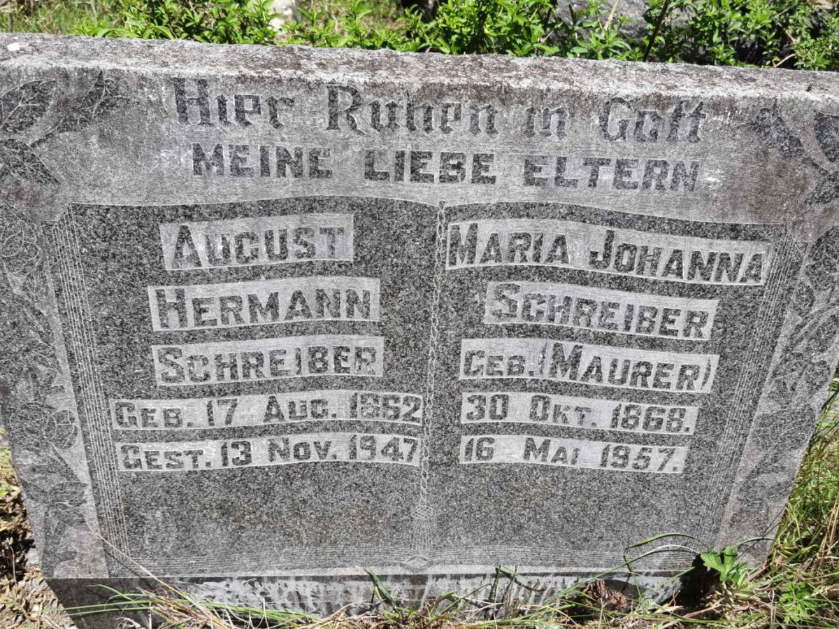 SCHREIBER August Hermann 1862-1947 &amp; Maria Johanna MAURER 1868-1957