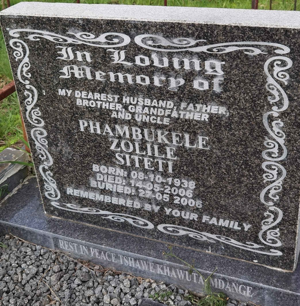 SITETI Phambukele Zolile 1938-2006