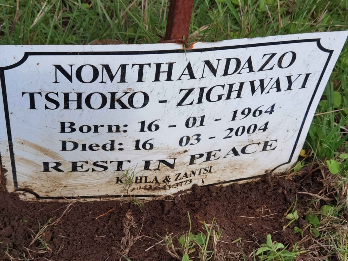 ZIGHWAYI Nomthandazo, TSHOKO 1964-2004