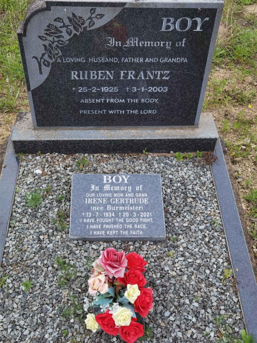 BOY Ruben Frantz 1925-2003 &amp; Irene Gertrude BURMEISTER 1934-2021