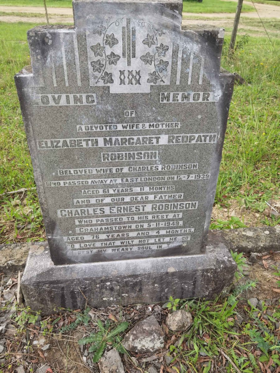 ROBINSON Charles Ernest -1949 &amp; Elizabeth Margaret Redpath -1939