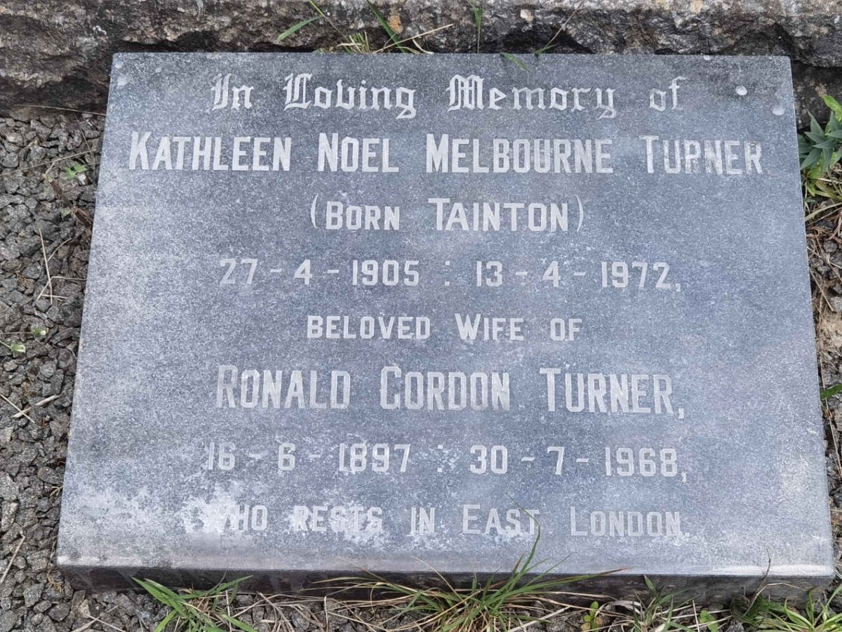 TURNER Ronald Gordon 1897-1968 &amp; Kathleen Noel Melbourne TAINTON 1905-1972