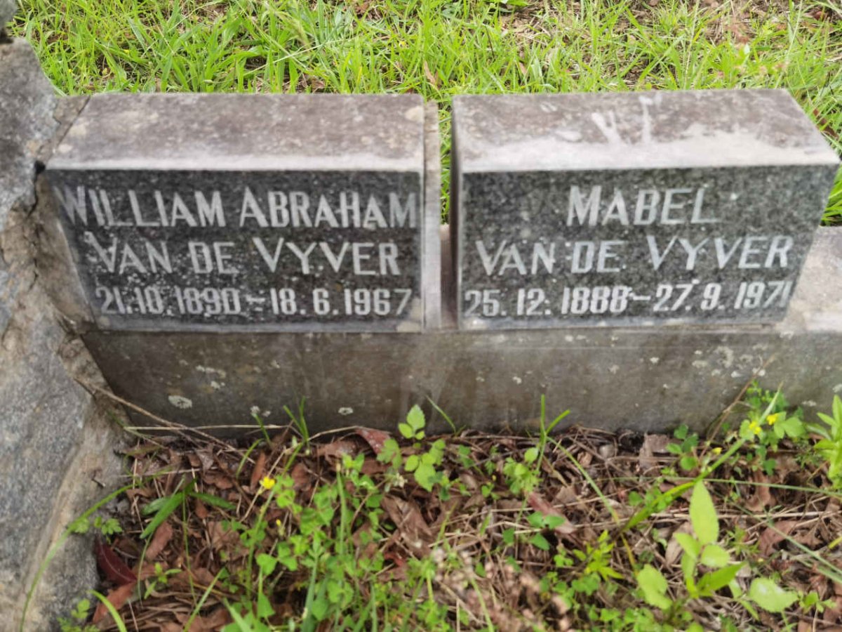 VYVER William Abraham, van der 1890-1967 &amp; Mabel 1888-1971