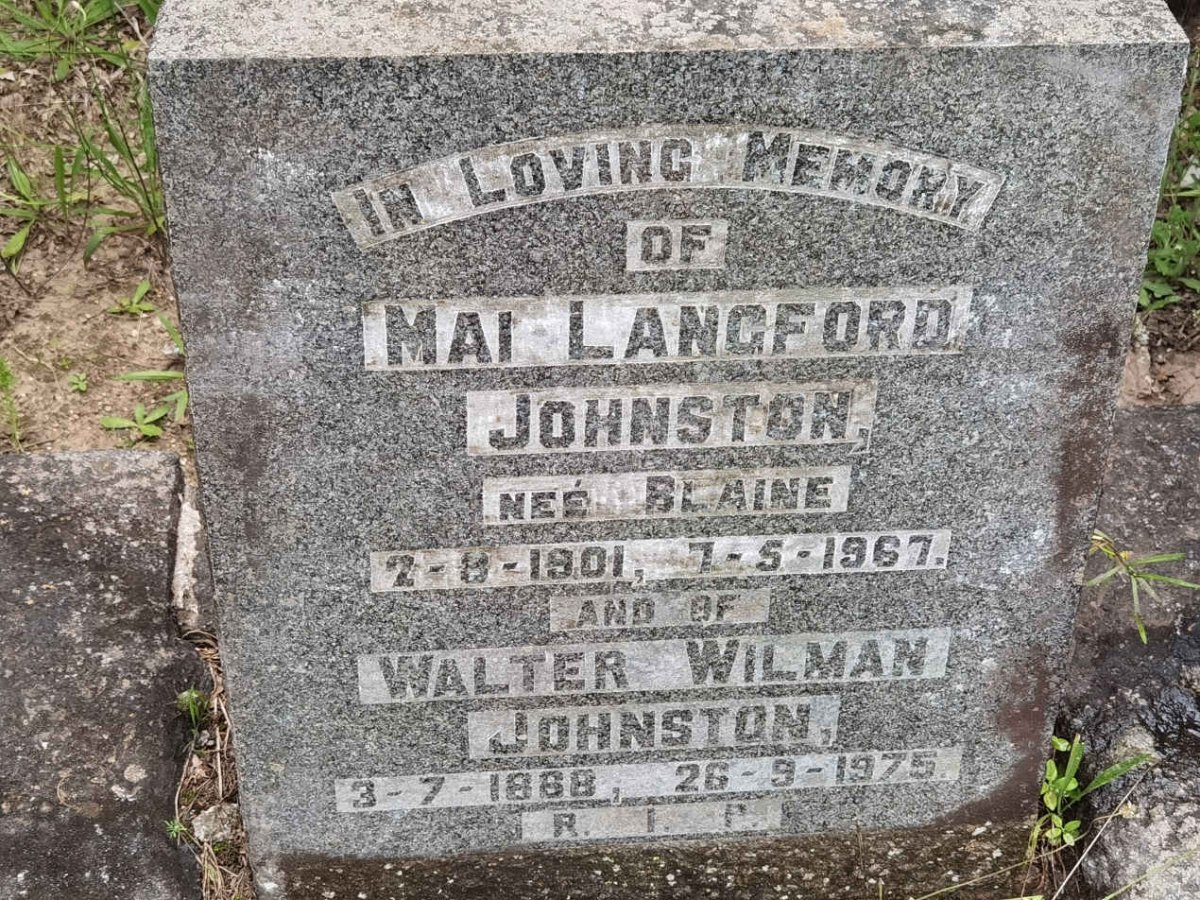 JOHNSTON Walter Wilman 1888-1975 &amp; Mai Langford BLAINE 1901-1967
