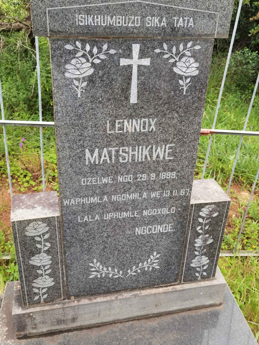 MATSHIKWE Lennox 1899-1967