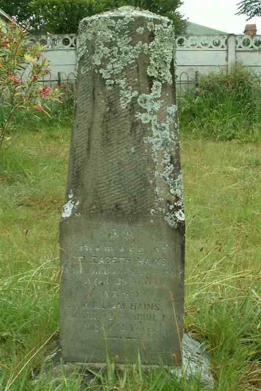 HAINS William -1869 &amp; Elizabeth -1858