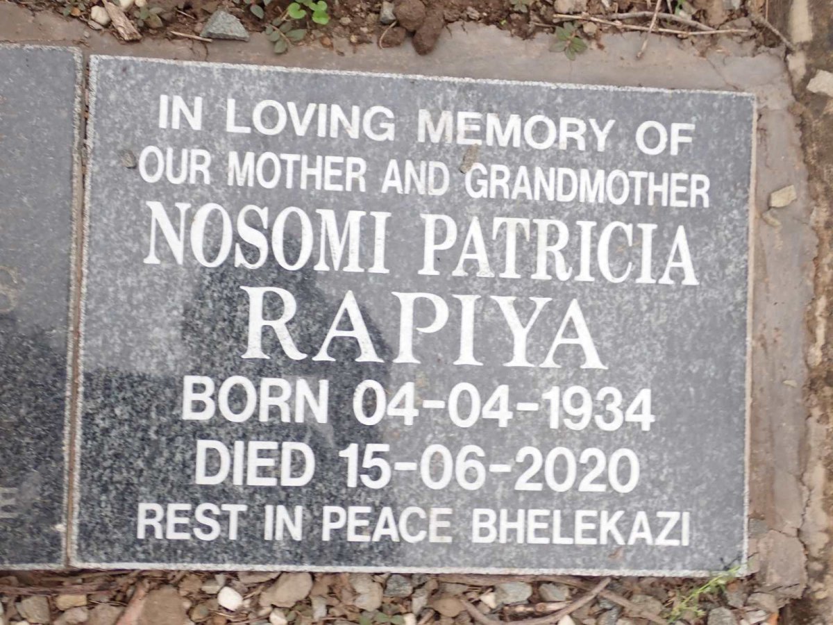 RAPIYA Nosomi Patricia 1934-2020