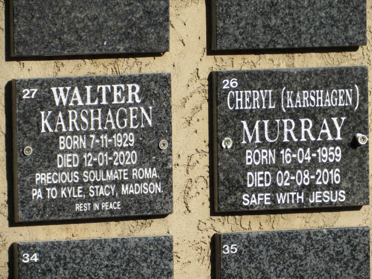 KARSHAGEN Walter 1929-2020 :: MURRAY Cheryl nee KARSHAGEN 1959-2016