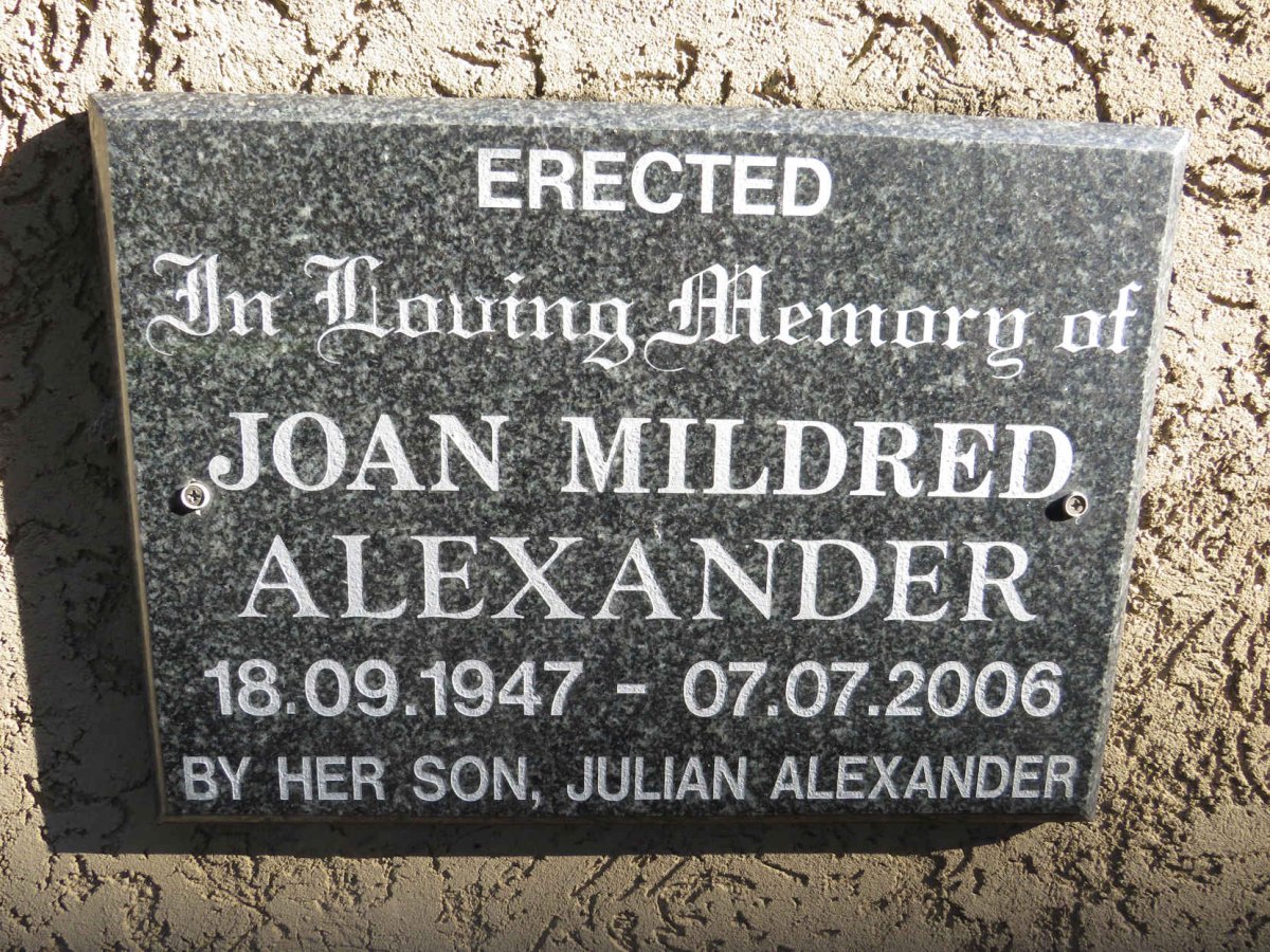 ALEXANDER Joan Mildred 1947-2006