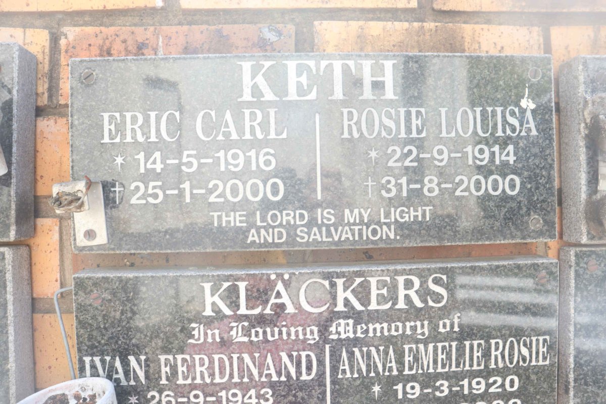 KETH Eric Carl 1916-2000 &amp; Rosie Louisa 1914-2000