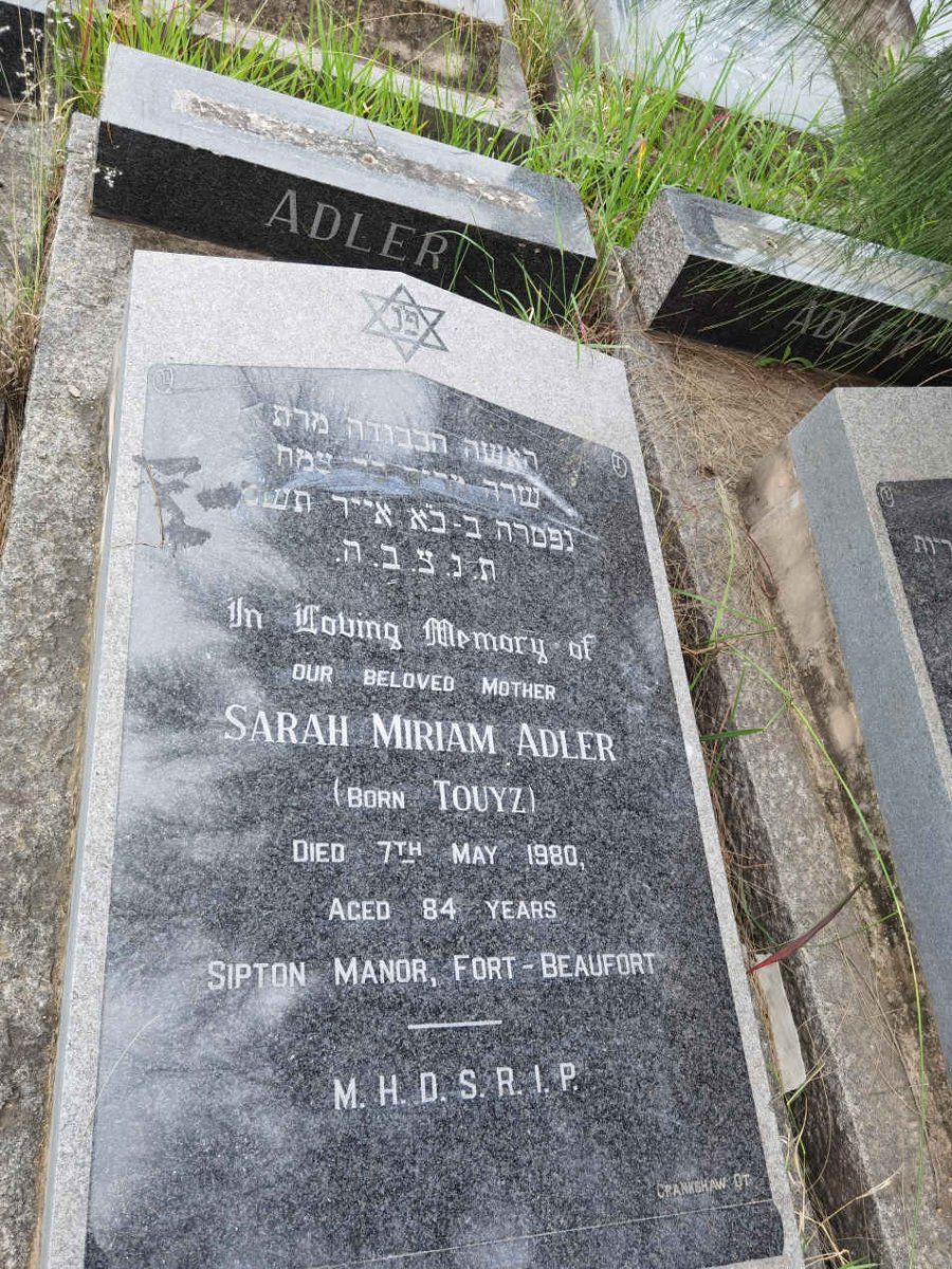 ADLER Sarah Miriam nee TOUYZ -1980