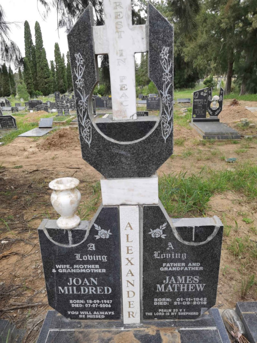ALEXANDER James Mathew 1942-2019 &amp; Joan Mildred 1947-2006