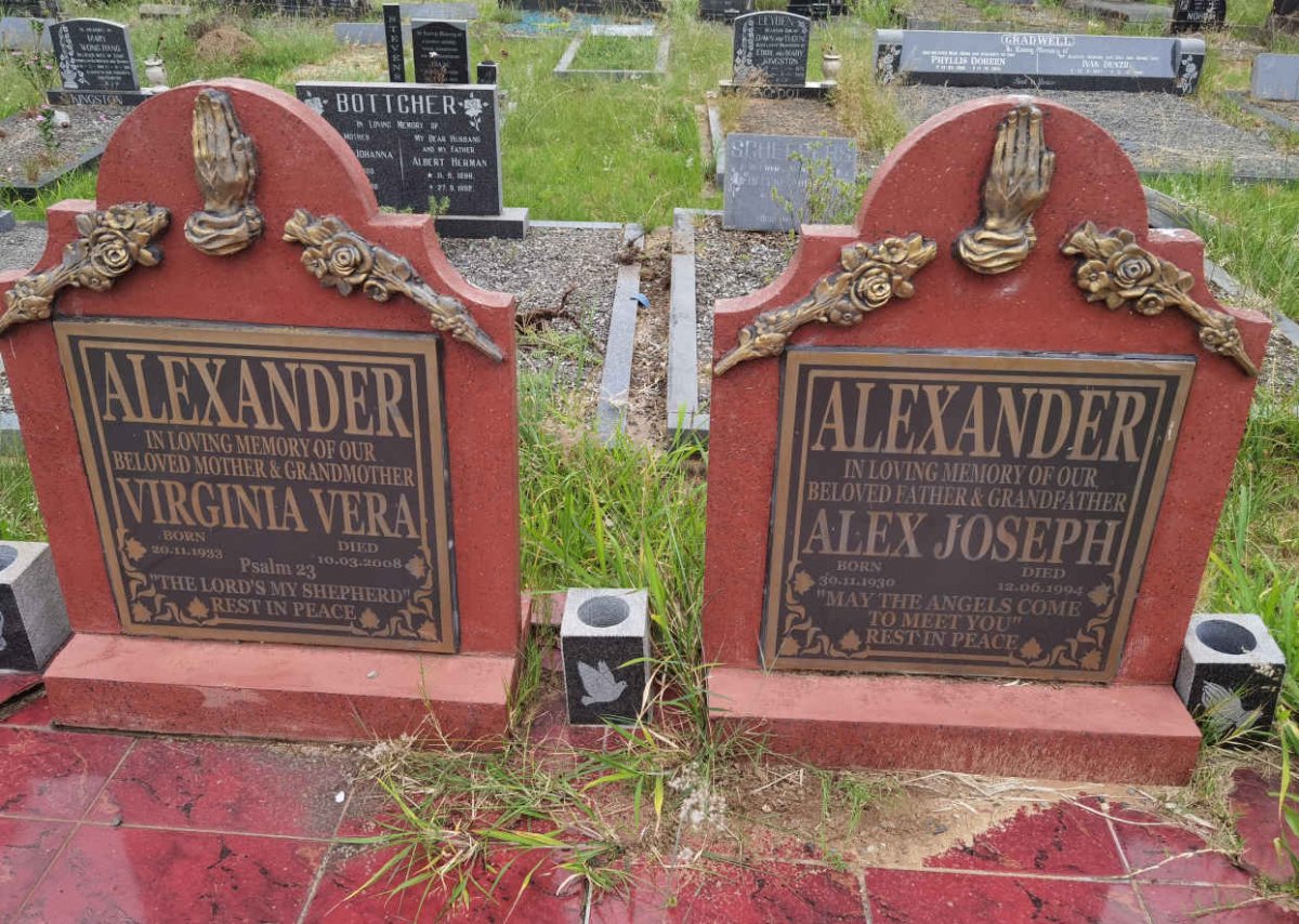 ALEXANDER Alex Joseph 1930-1994 &amp; Virginia Vera 1933-2008