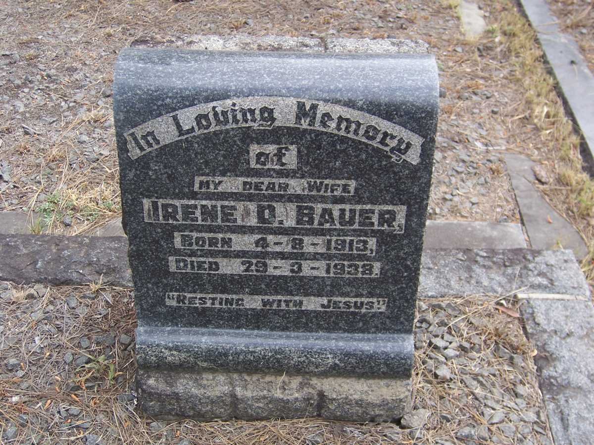 BAUER Irene D. 1913-1938