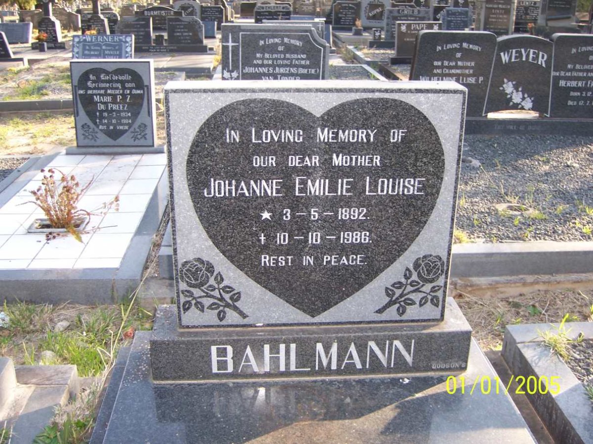 BAHLMANN Johanne Emilie Louise 1892-1986
