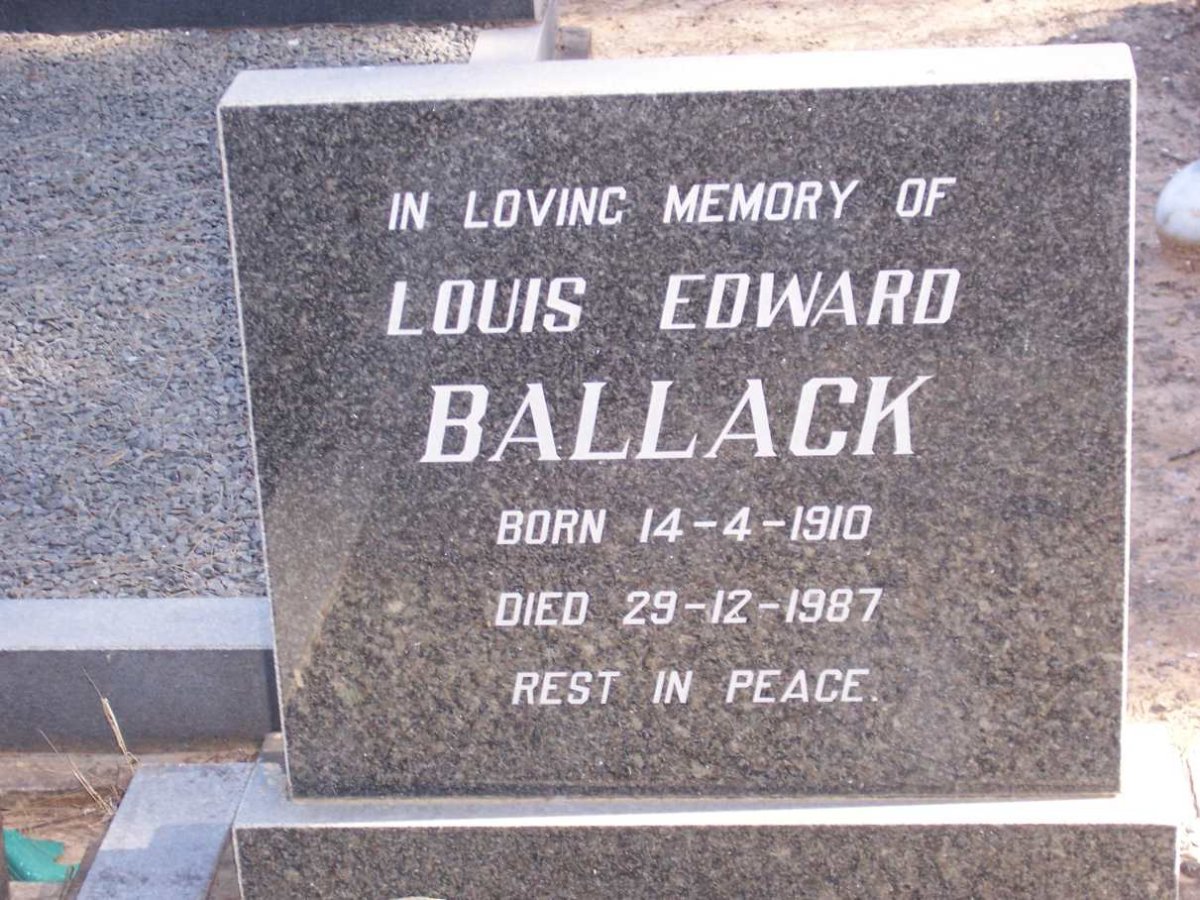 BALLACK Louis Edward 1910-1987