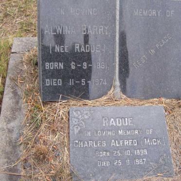 BARRY Alwina nee RADUE 1881-1974 :: RADUE Charles Alfred 1899-1987