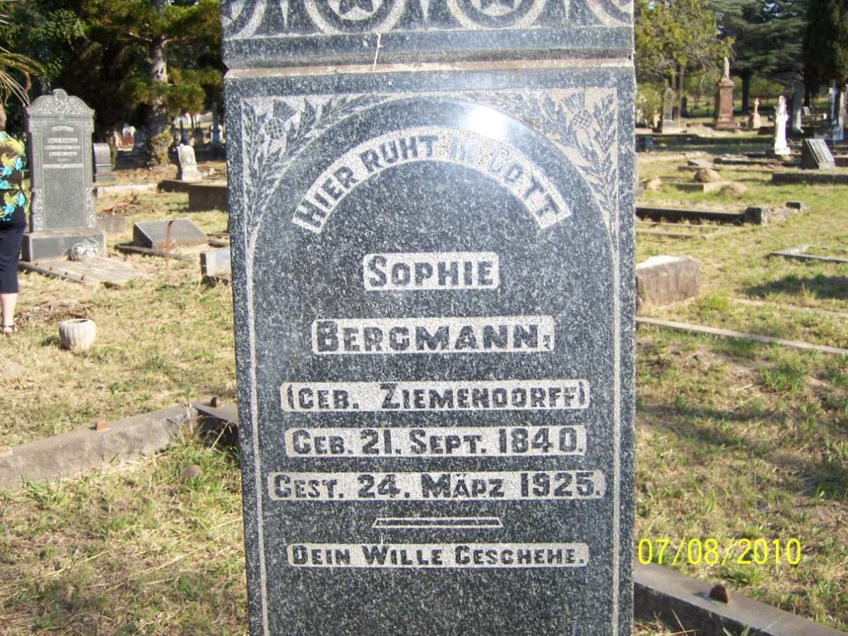 BERGMANN Sophie nee ZIEMENDORFF 1840-1925