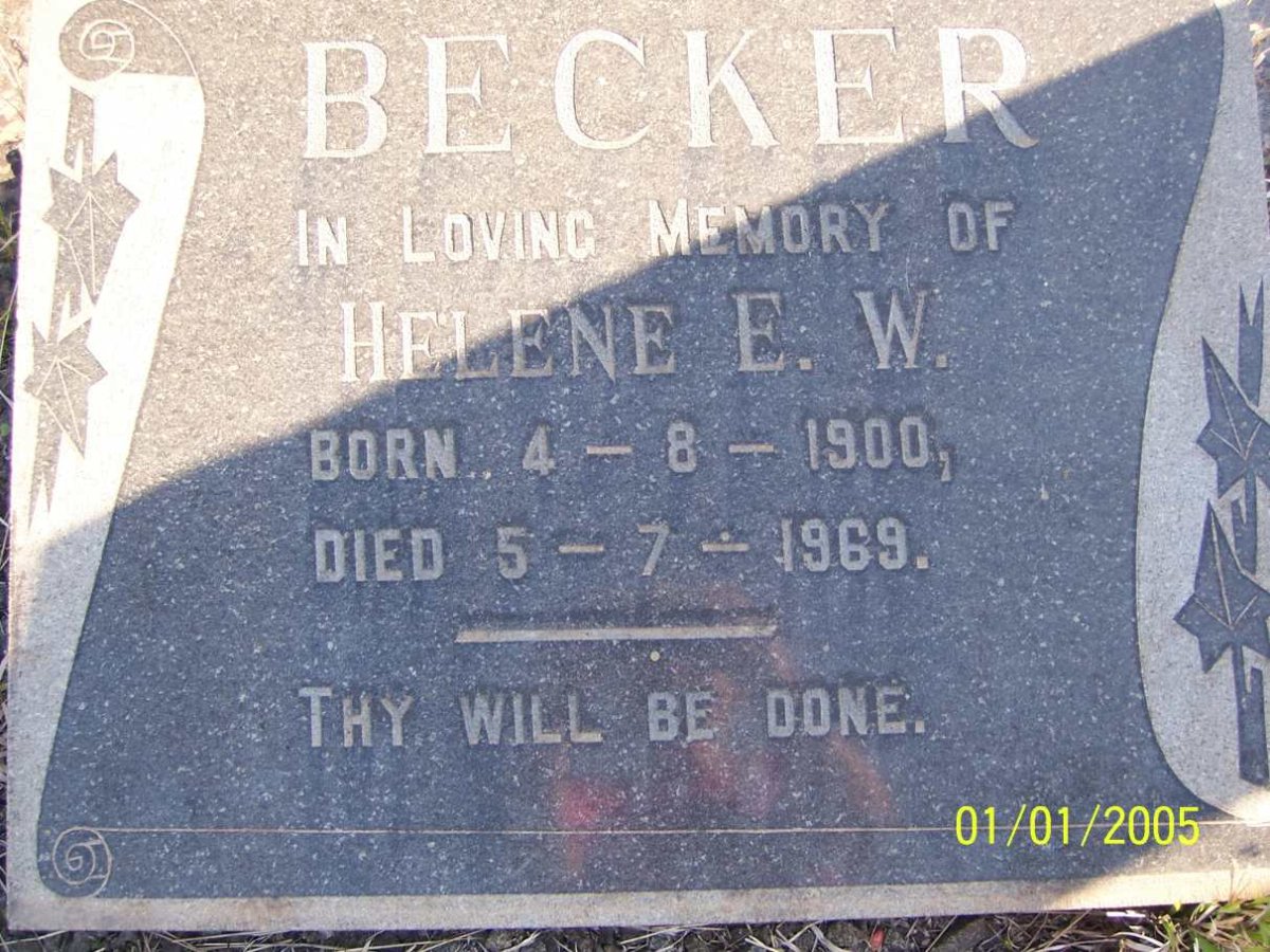 BECKER Helene E.W. 1900-1969