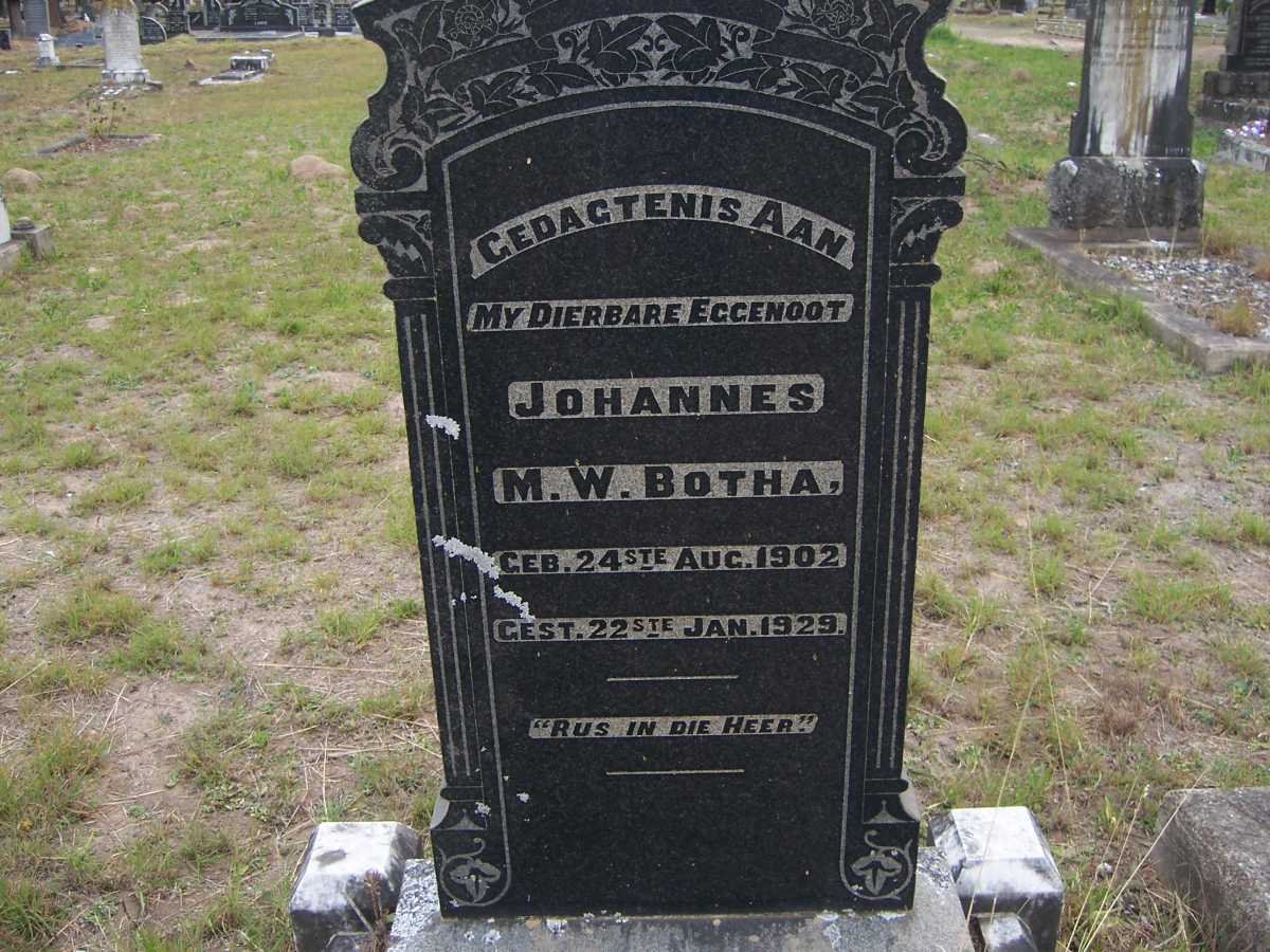 BOTHA Johannes M.W. 1902-1929