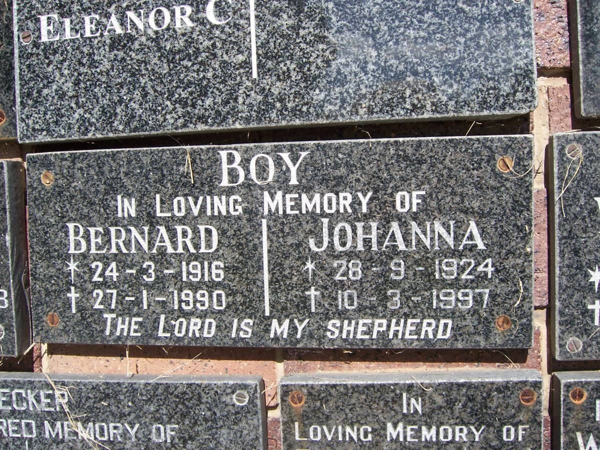 BOY Bernard 1916-1990 &amp; Johanna 1924-1997