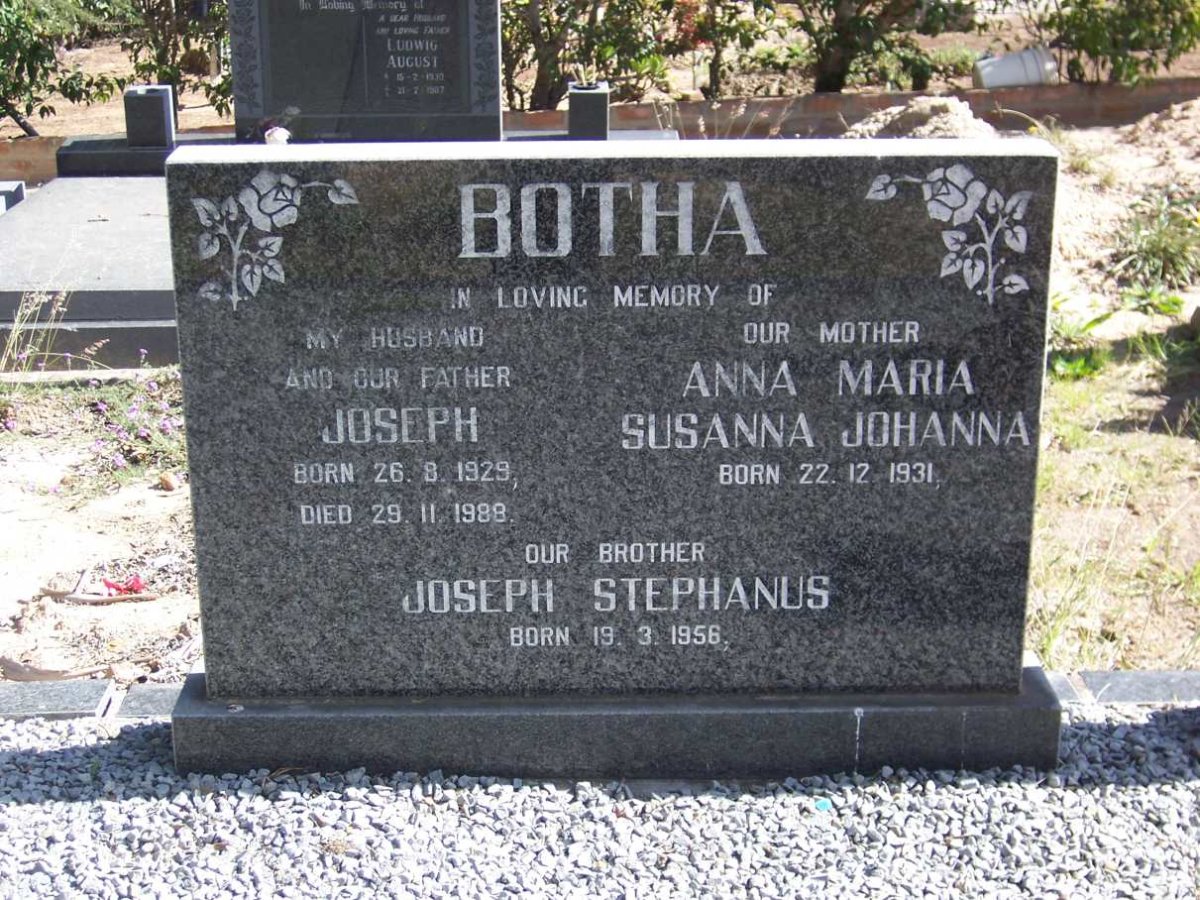 BOTHA Joseph 1929-1988 &amp; Anna Maria Susanna Johanna 1931- :: BOTHA Joseph Stephanus 1956-