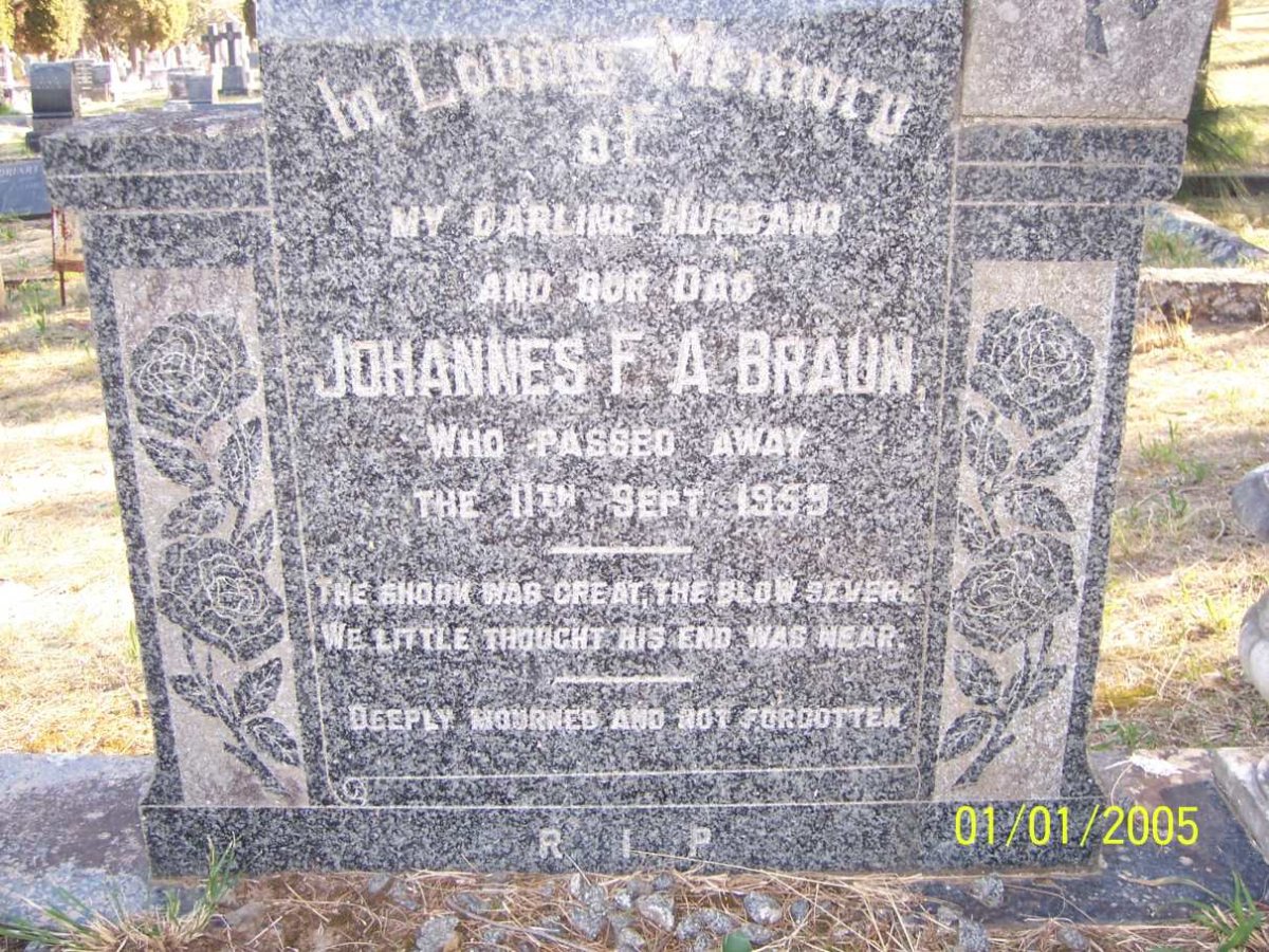 BRAUN Johannes F.A. -1959