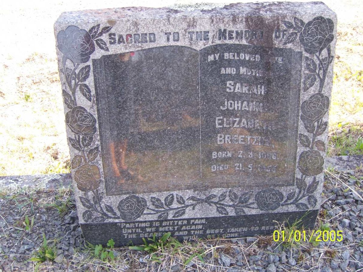 BREETZKE Sarah Johanna Elizabeth 1896-1955