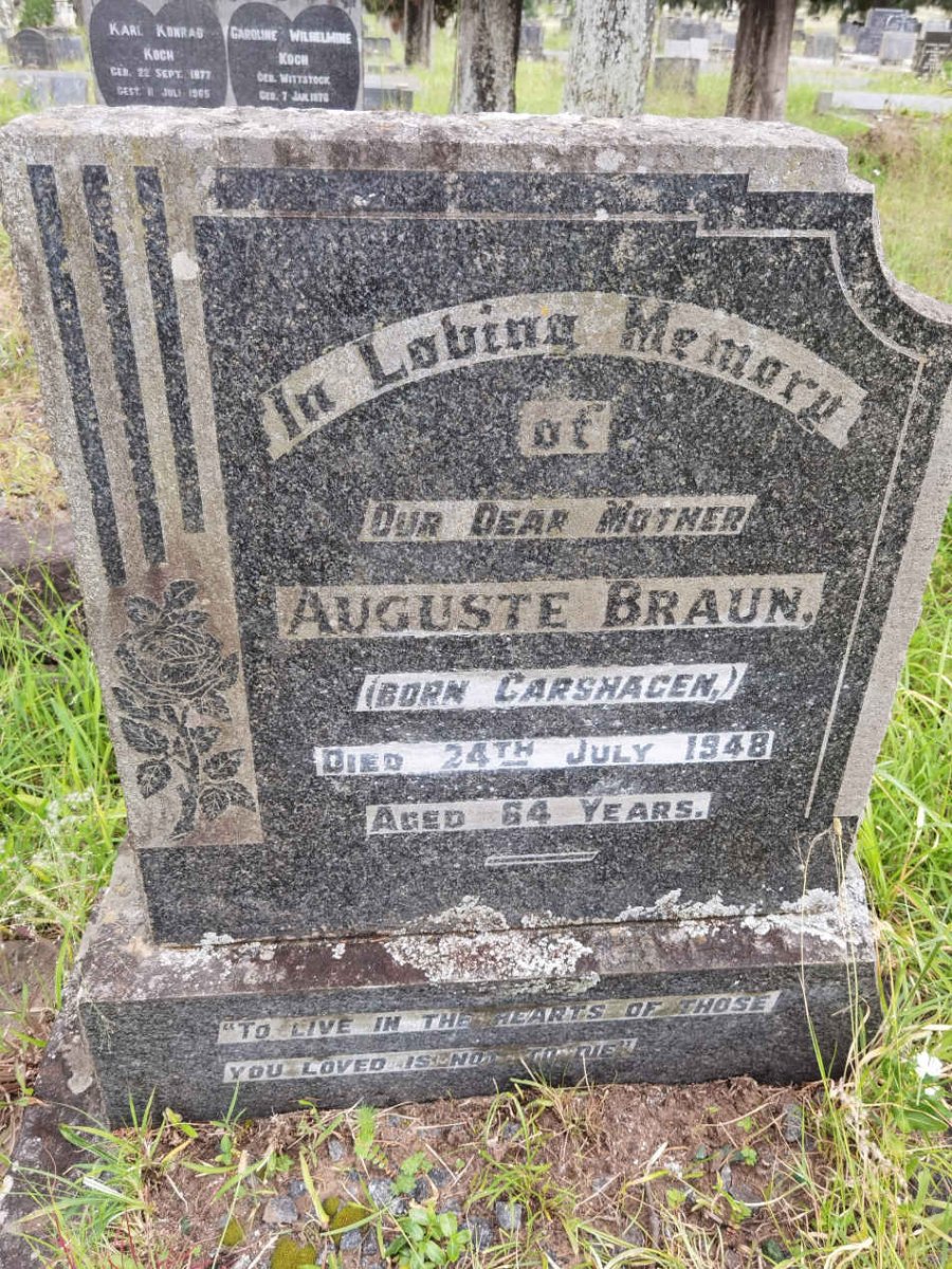 BRAUN Auguste nee CARSHAGEN -1948