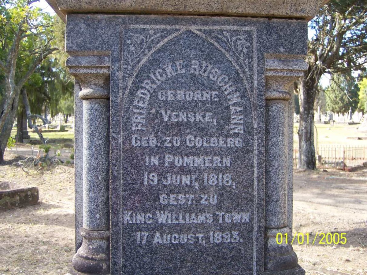 BUSCHMANN Friedericke born VENSKE 1818-1893