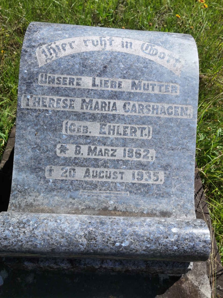 CARSHAGEN Therese Maria nee EHLERT 1862-1935