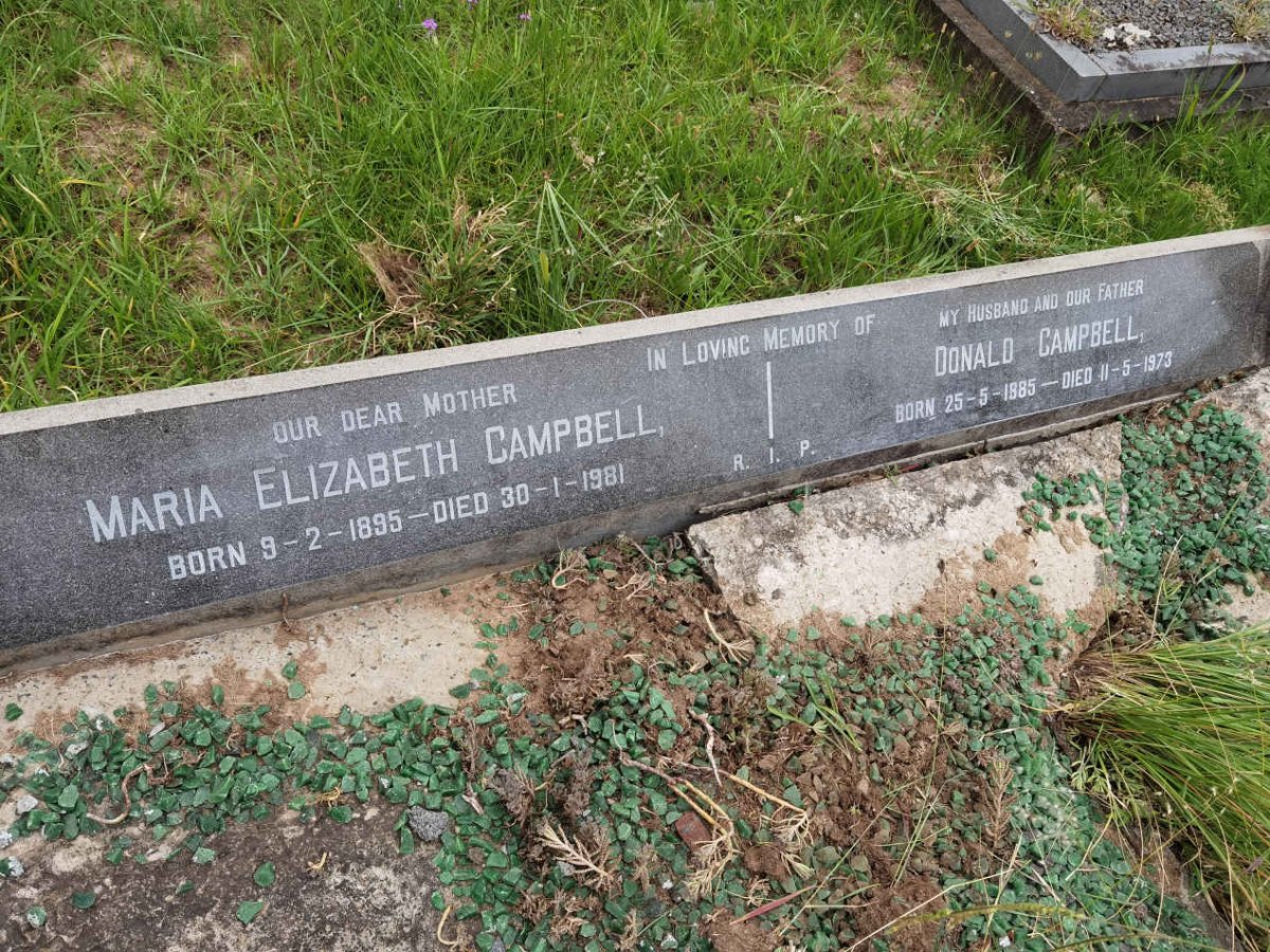 CAMPBELL Donald 1885-1973 &amp; Maria Elizabeth 1895-1981