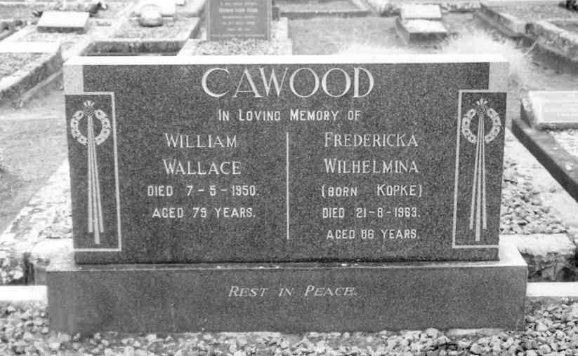 CAWOOD William Wallace - 1950 &amp; Fredericka Wilhelmina KOPKE -1963