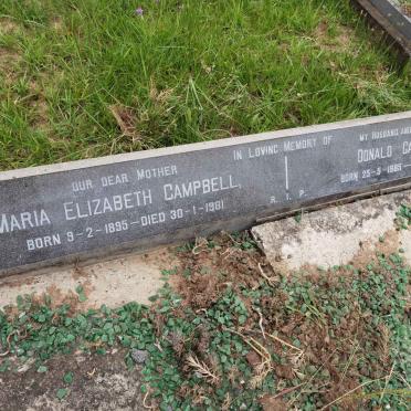 CAMPBELL Donald 1885-1973 &amp; Maria Elizabeth 1895-1981
