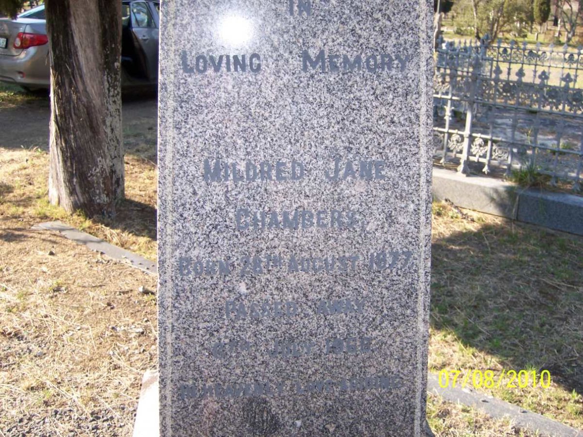 CHAMBERS Mildred Jane 1877-1966