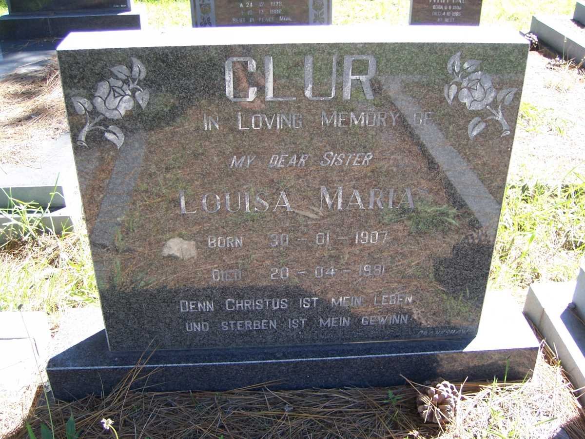 CLUR Louisa Maria 1907-1991