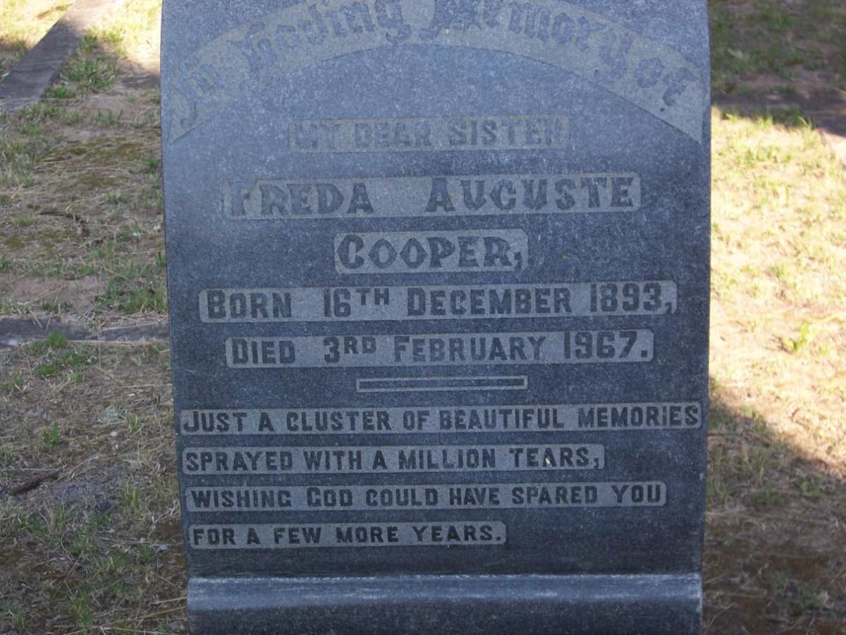 COOPER Freda Auguste 1893-1967