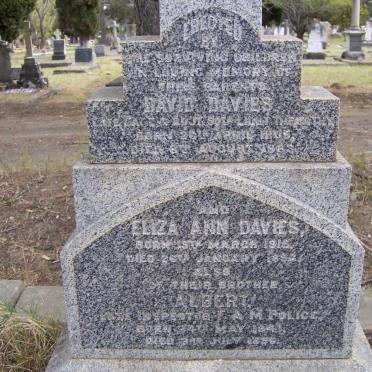 DAVIES David 1805-1883 &amp; Eliza Ann 1815-1890 :: DAVIES Albert 1841-1856
