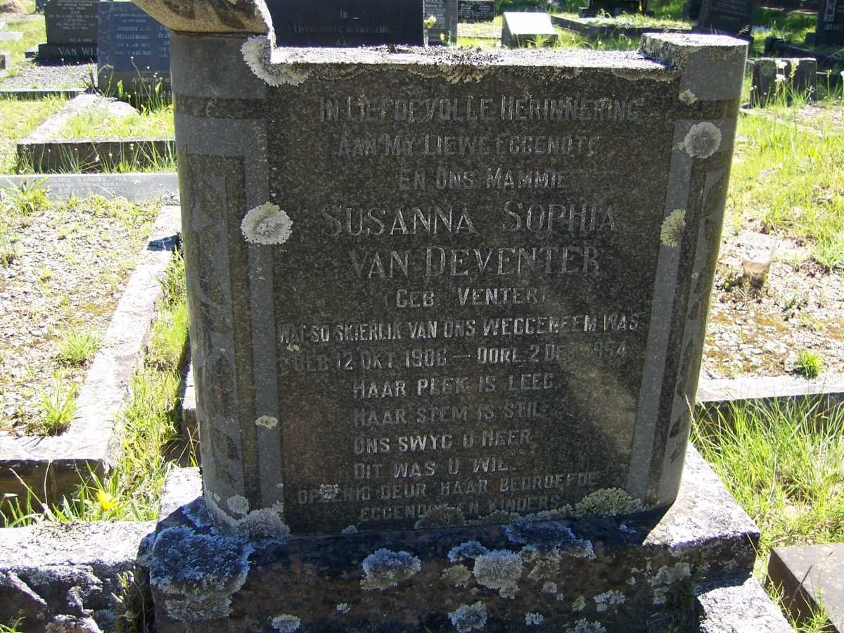 DEVENTER Susanna Sophia, van nee VENTER 1906-1954