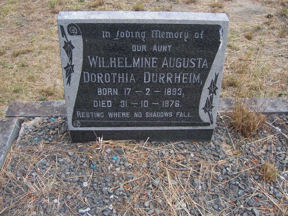 DURRHEIM Wilhelmine Augusta Dorothia 1893-1976