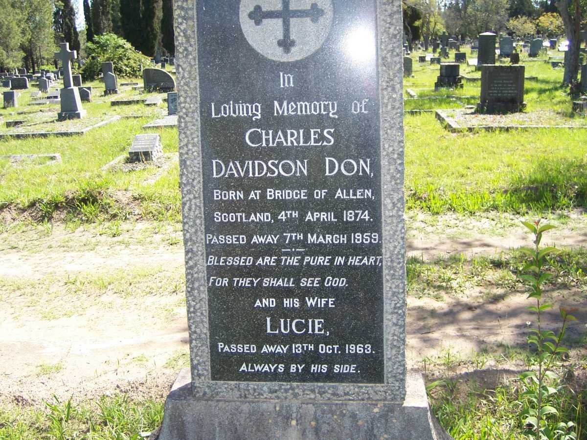 DON Charles Davidson 1874-1959 &amp; Lucie -1963